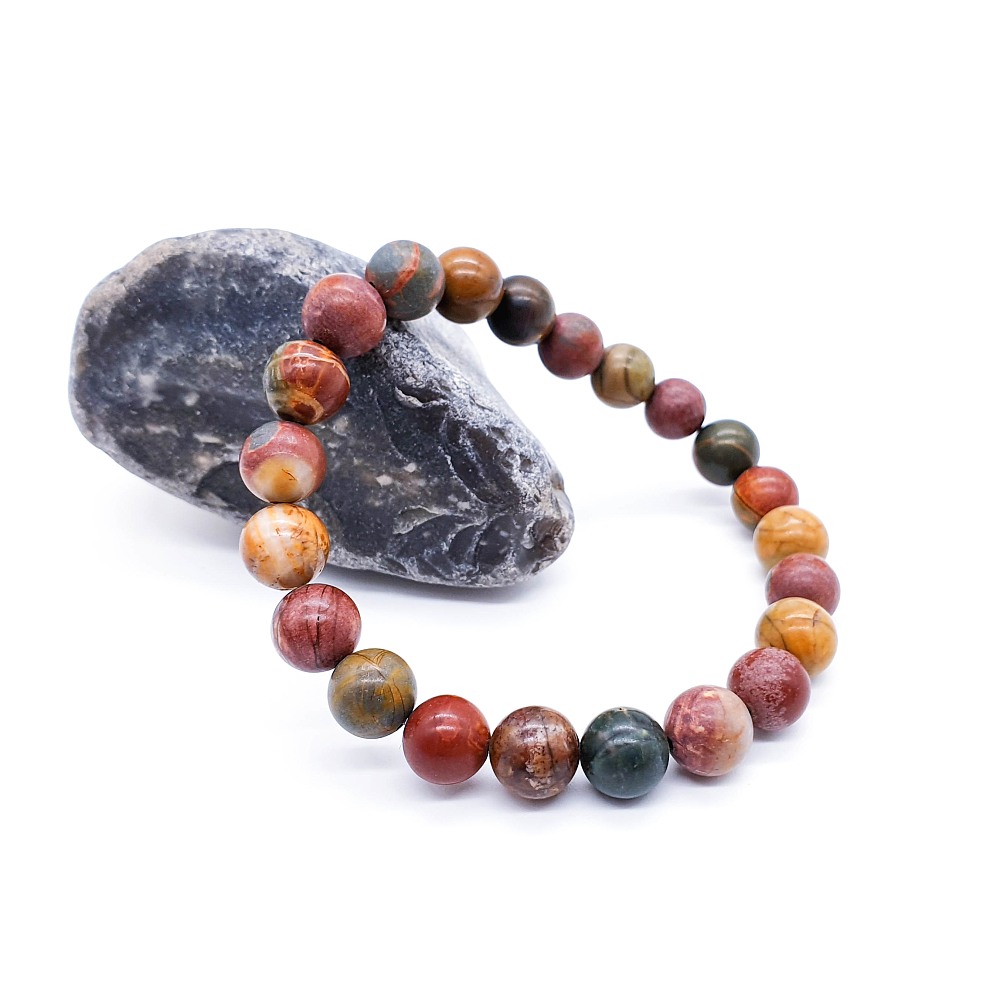 Jaspis picasso 8 mm - náramek - Obrázek 3