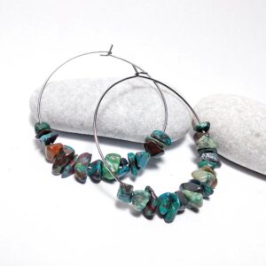 Chryzokol zlomky - náušnice