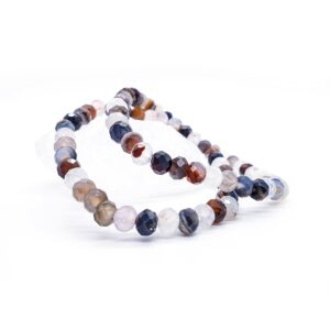 Fazetovaný bílý achát 6 mm - náramek