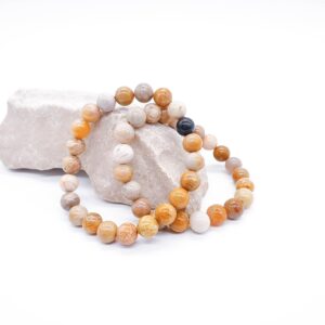 Fosilní korál 8 mm - náramek