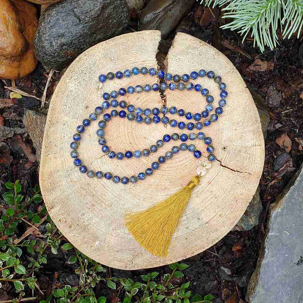 Lapis lazuli a křišťál 8 mm - Japa Mála náhrdelník