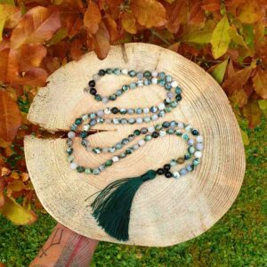 Stromečkový achát a turmalín 8 mm - Japa Mála náhrdelník