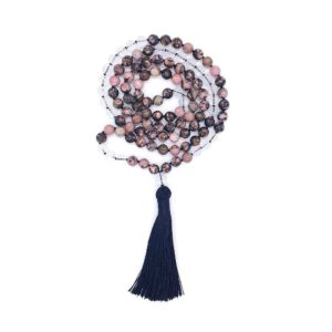 Rodonit a křišťál 8 mm - Japa Mála náhrdelník