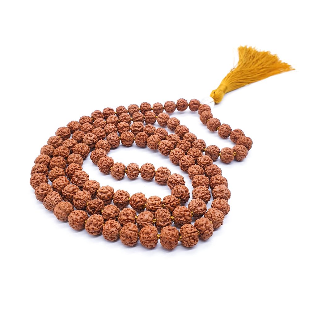 Rudraksha a Křišťál 8 mm - Tradiční Japa Mála náhrdelník - Obrázek 5