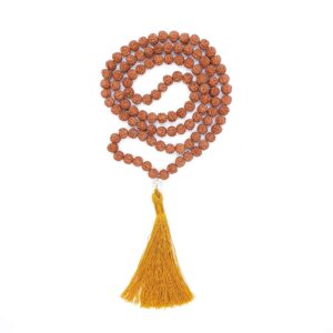 Rudraksha a Křišťál 8 mm - Tradiční Japa Mála náhrdelník