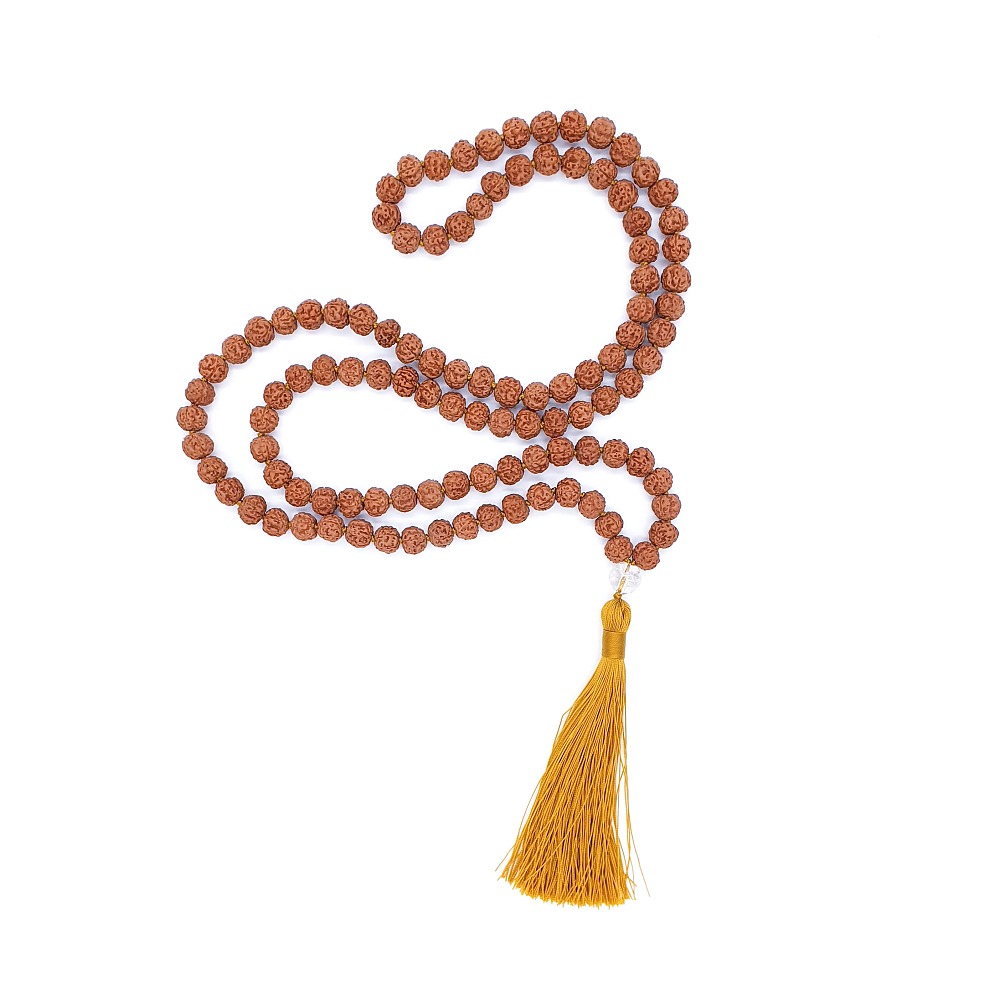 Rudraksha a Křišťál 8 mm - Tradiční Japa Mála náhrdelník - Obrázek 3