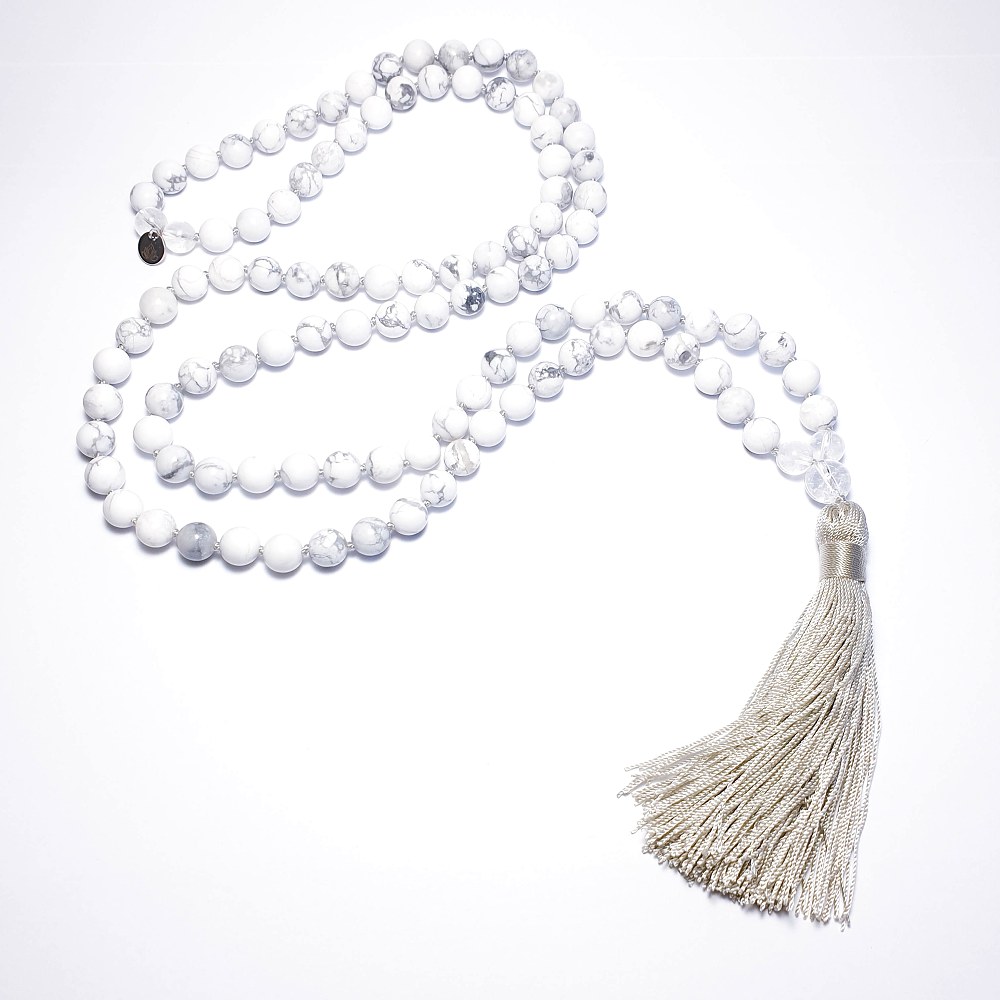 Magnezit, křišťál 8 mm - Japa Mála náhrdelník - Obrázek 4