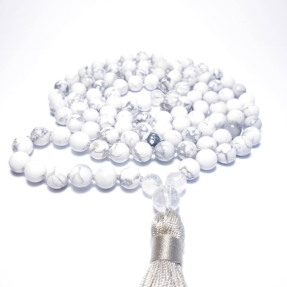 Magnezit, křišťál 8 mm - Japa Mála náhrdelník - Obrázek 2