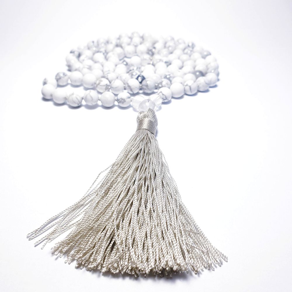 Magnezit, křišťál 8 mm - Japa Mála náhrdelník - Obrázek 5