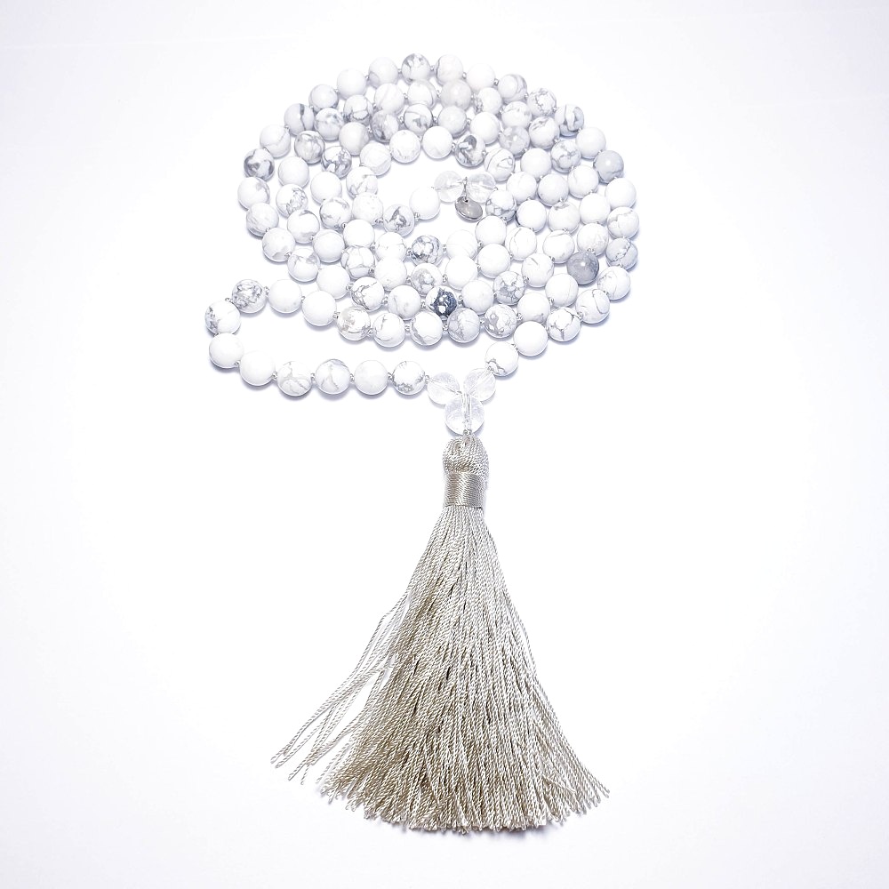 Magnezit, křišťál 8 mm - Japa Mála náhrdelník - Obrázek 3