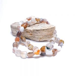 Pruhovaný achát oblázky - náramek