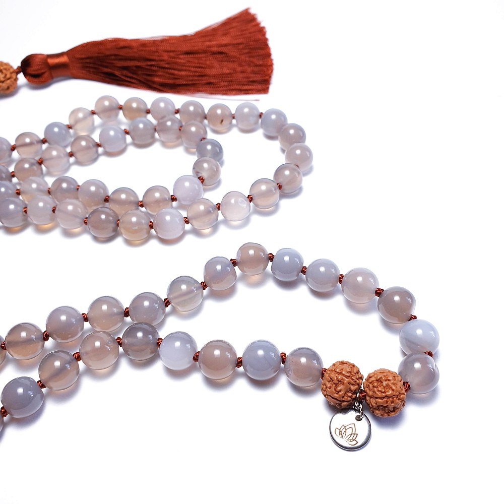 Šedý achát 8 mm - Japa Mála náhrdelník - Obrázek 2