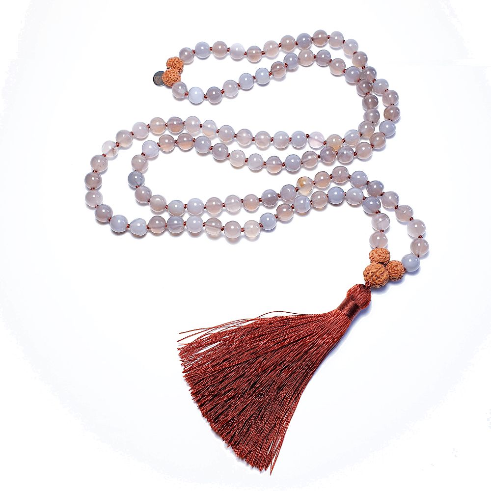 Šedý achát 8 mm - Japa Mála náhrdelník - Obrázek 3