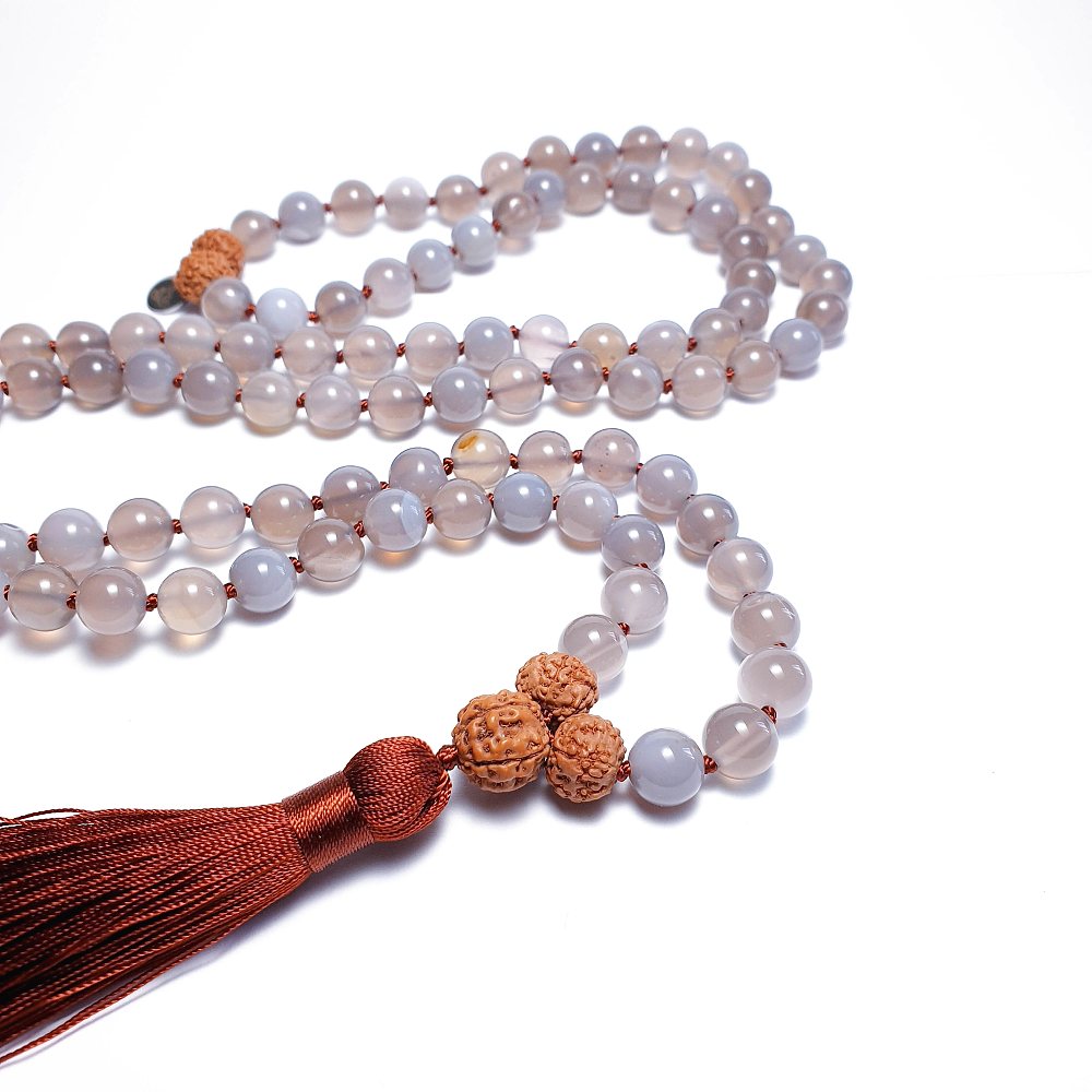 Šedý achát 8 mm - Japa Mála náhrdelník