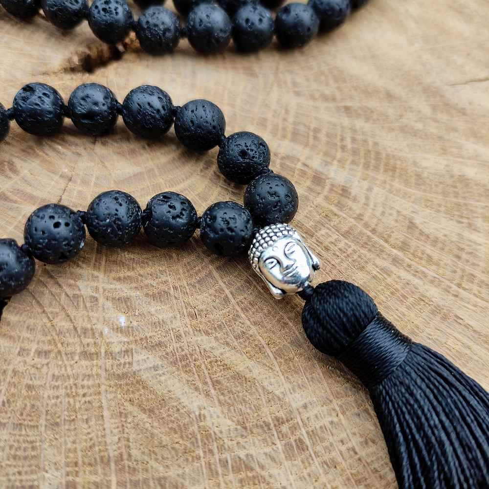 Turmalín a lávový kámen 8 mm - Japa Mála náhrdelník - Obrázek 6