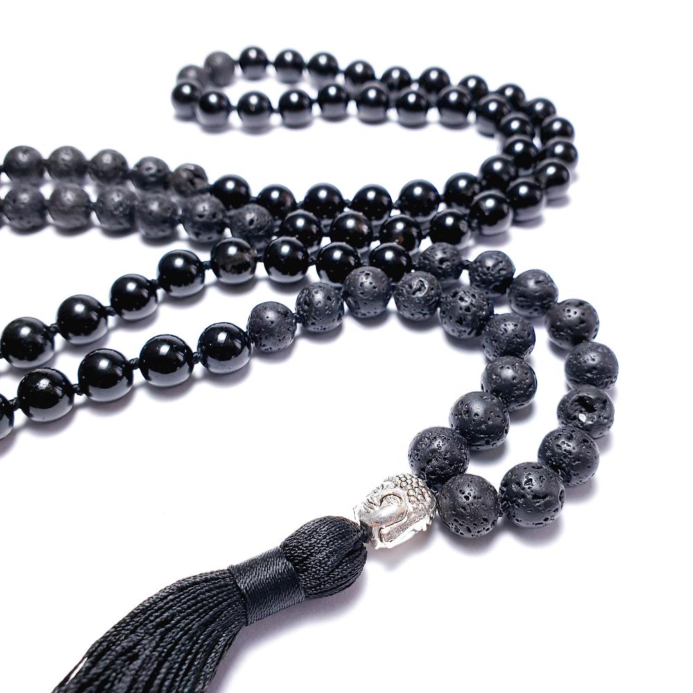 Turmalín a lávový kámen 8 mm - Japa Mála náhrdelník - Obrázek 2