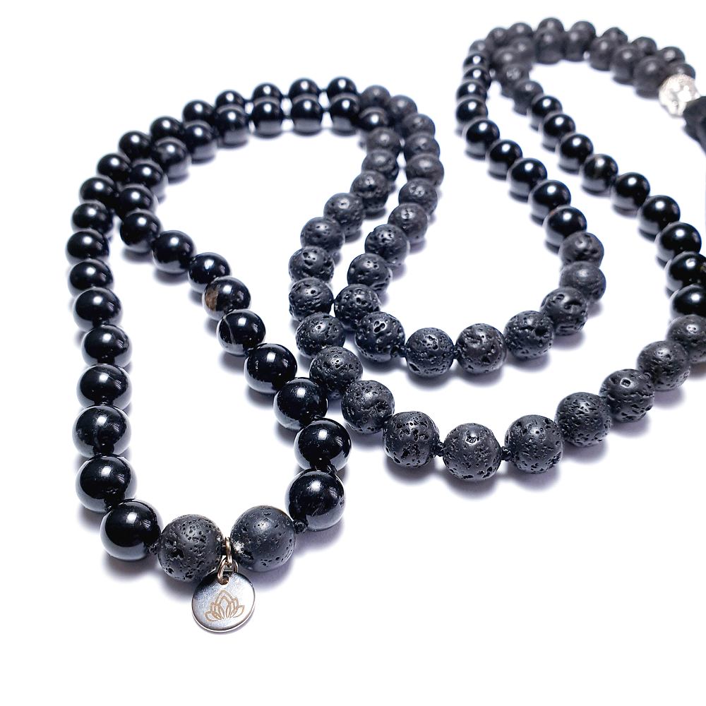 Turmalín a lávový kámen 8 mm - Japa Mála náhrdelník - Obrázek 3