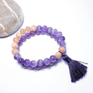 Ametyst a sluneční kámen - 2 ks náramků