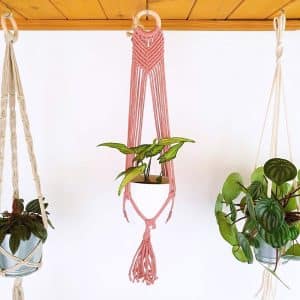 Macramé závěs na květiny RED LEAF