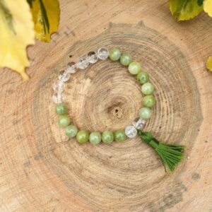 Jadeit, křišťál 8 mm - mala náramek