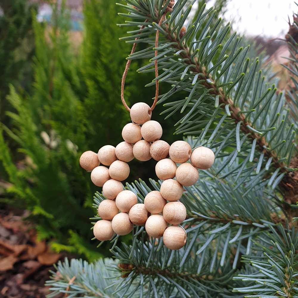 Dřevěná hvězda 6,8 cm - vánoční ozdoba - Obrázek 2