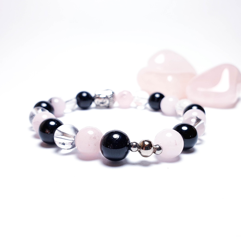 Turmalín, jaspis, křišťál - buddha náramek - Obrázek 4