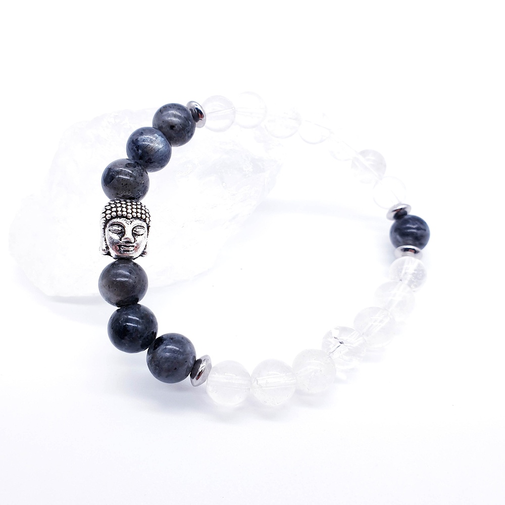 Larvikit, křišťál - buddha náramek - Obrázek 2