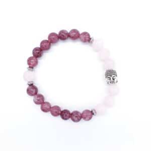 Růženín, lepidolit 8 mm - buddha náramek