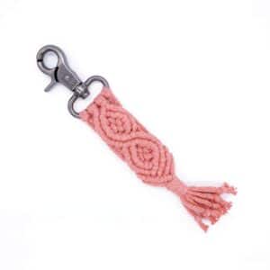 Macramé klíčenka - starorůžová