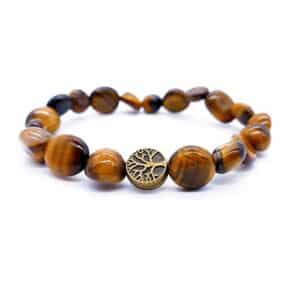 Tygří oko oblázky se stromem života - náramek