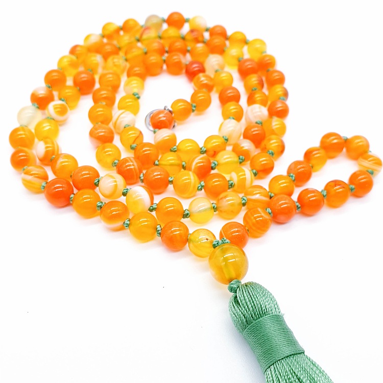 Oranžový achát 6 mm - Japa Mála náhrdelník - Obrázek 3