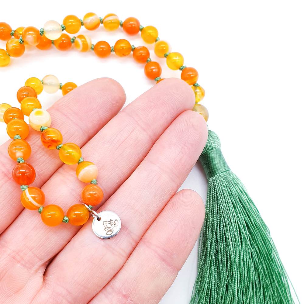 Oranžový achát 6 mm - Japa Mála náhrdelník - Obrázek 4