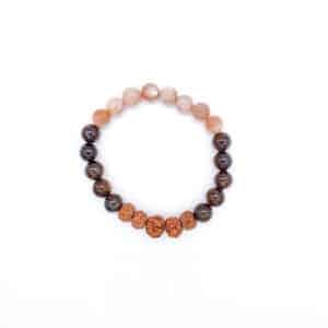 Bronzit, sluneční kámen, rudraksha - náramek "positive vibes"