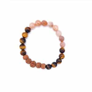 Tygří oko, sluneční kámen, rudraksha - náramek "positive vibes"