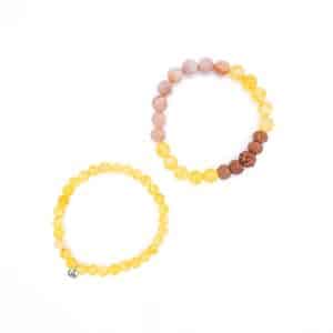 Citrín, sluneční kámen, rudraksha - 2 ks náramků