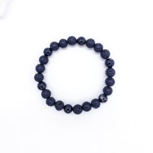 Lávový kámen a turmalín 8 mm - náramek