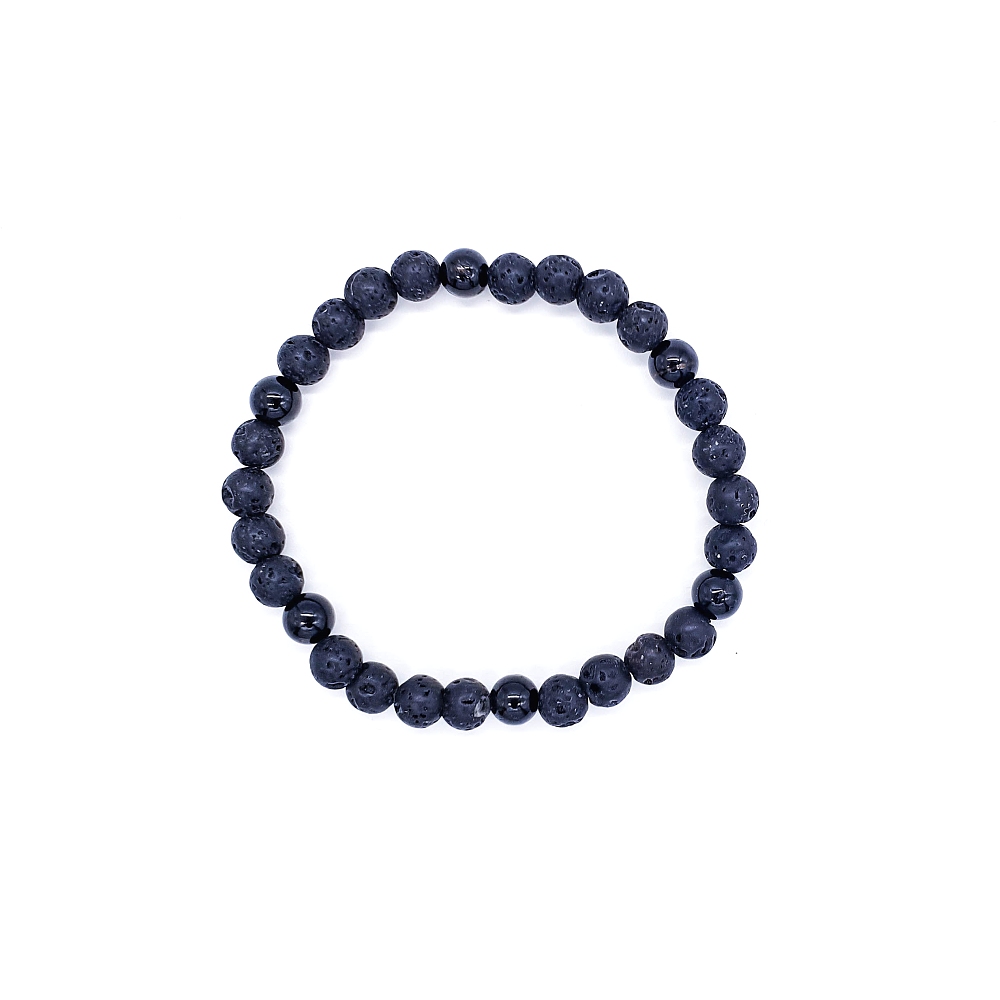 Lávový kámen a turmalín 6 mm - náramek - Obrázek 3