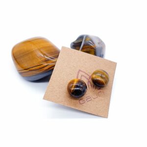 Pecky tygří oko 12 mm - náušnice