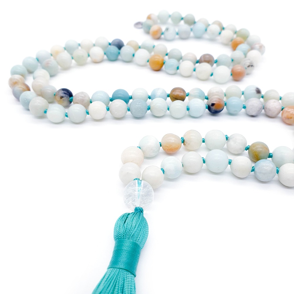 Amazonit a křišťál 8 mm - Japa Mála náhrdelník - Obrázek 2