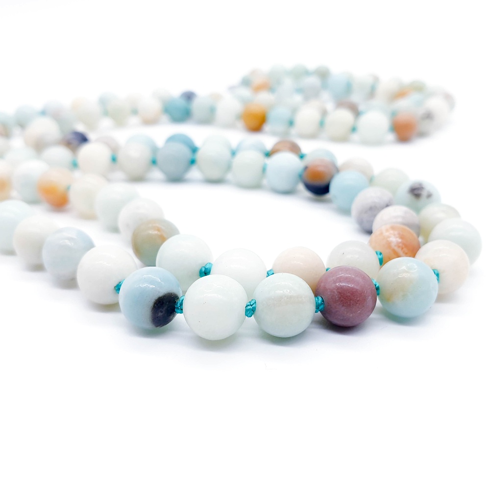 Amazonit a křišťál 8 mm - Japa Mála náhrdelník - Obrázek 4