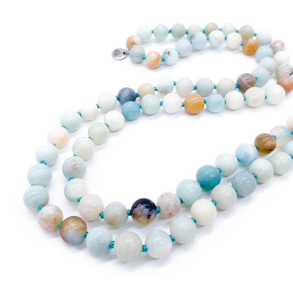 Amazonit a křišťál 8 mm - Japa Mála náhrdelník - Obrázek 3