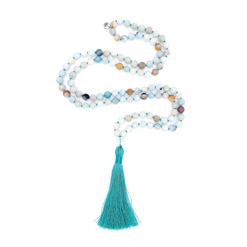 Amazonit a křišťál 8 mm - Japa Mála náhrdelník