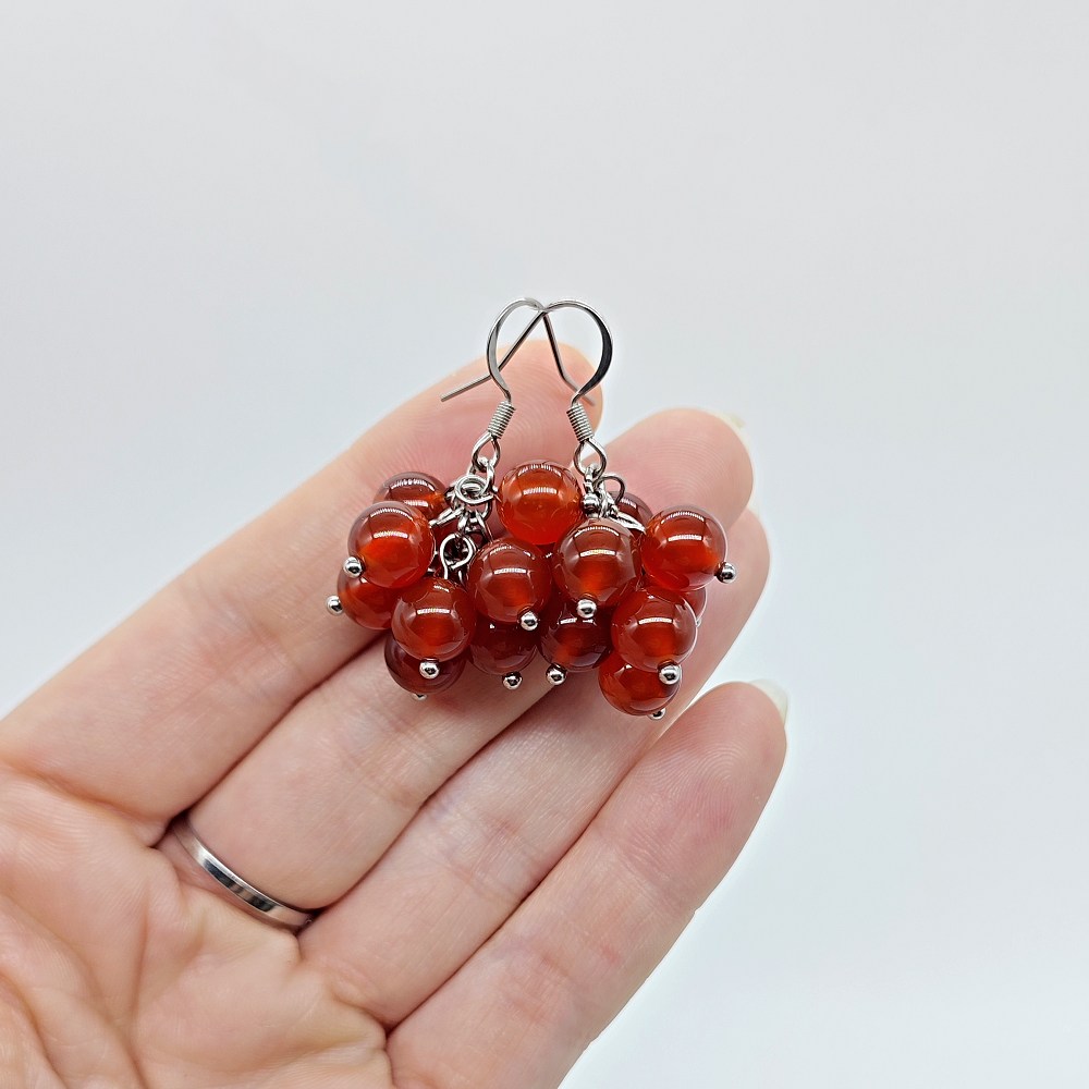 Karneol 8 mm - rybízové náušnice - Obrázek 3