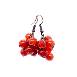 Karneol 8 mm - rybízové náušnice