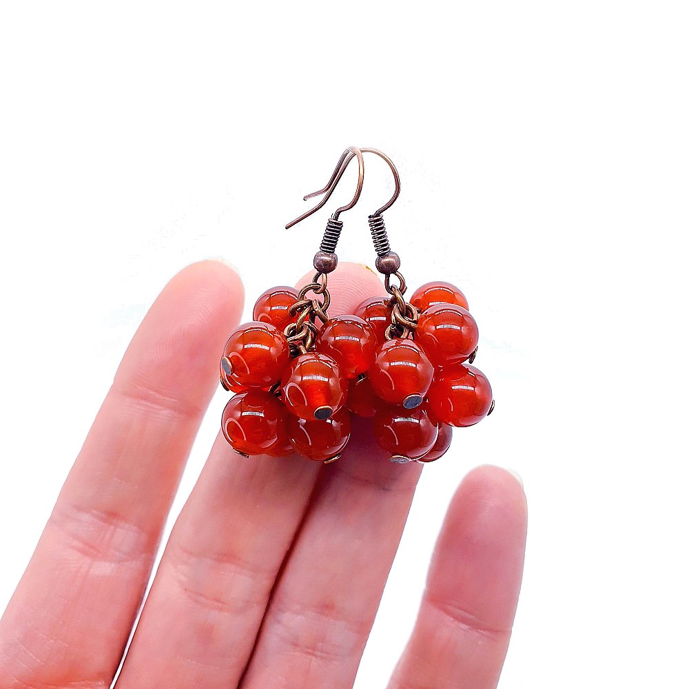 Karneol 8 mm - rybízové náušnice - Obrázek 3