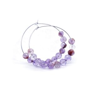 Fialový křemen fazetovaný - náušnice kruhy