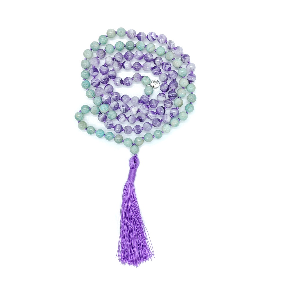 Ametyst, amazonit 8 mm - Japa Mála náhrdelník - Obrázek 3