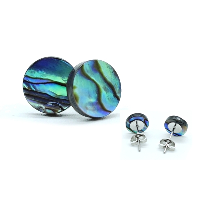 Pecky abalonská mušle 8 mm - náušnice