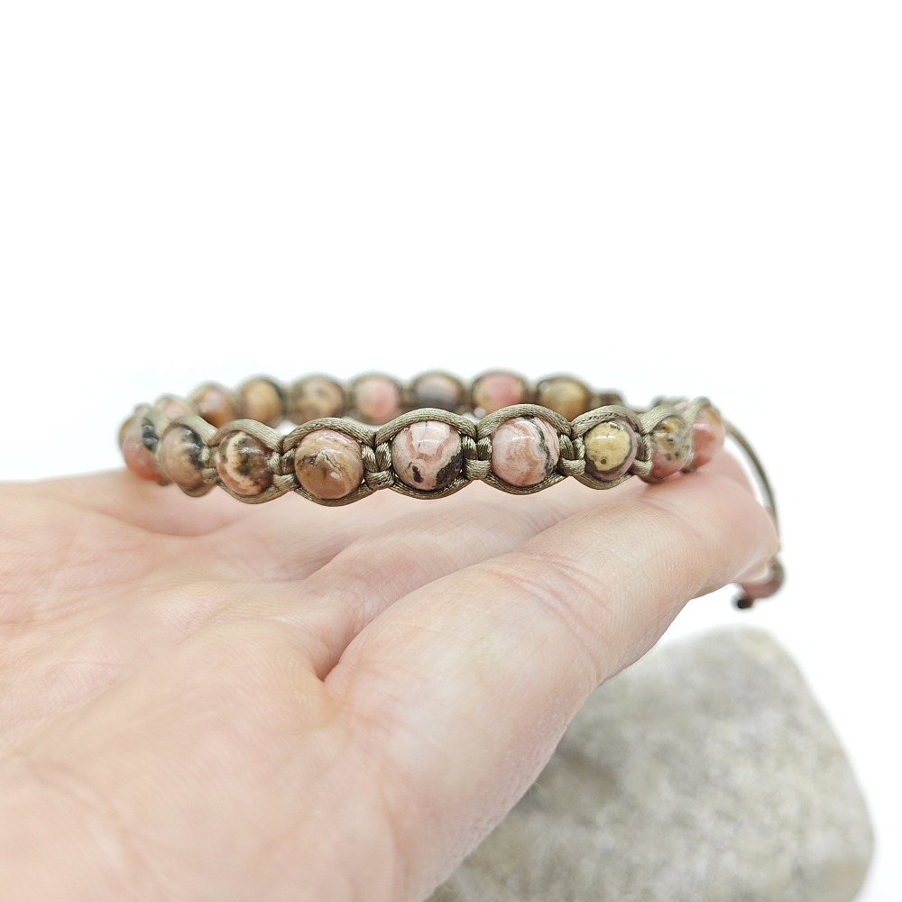 Rodonit 6 mm - shamballa náramek - Obrázek 3